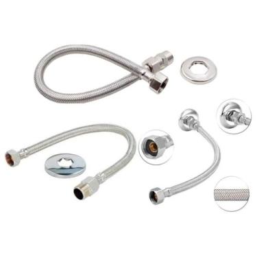 Imagem de Engate Mangueira Flexível Trançado Aço Inox 60Cm Quente Frio - Creator