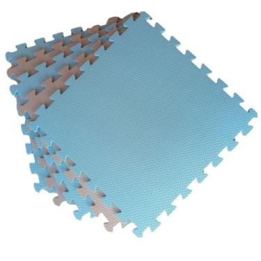 Imagem de Kit 8 Tatame Tapete 50x50x2cm 20mm Azul Bebê e Cinza Claro