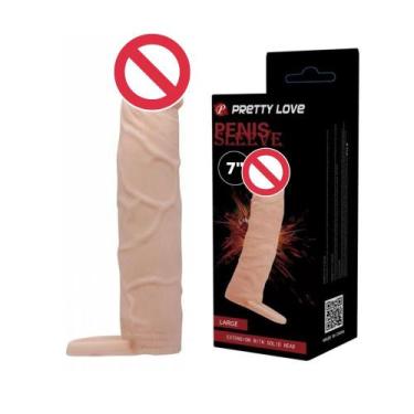 Imagem de Capa Peniana Cyberskin Extensora com Anel para Escroto 18cm x 3,6cm Pr