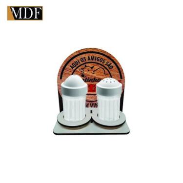 Imagem de Porta Guardanapo com Saleiro e Paliteiro Cantinho Churrasco Laser Mdf 