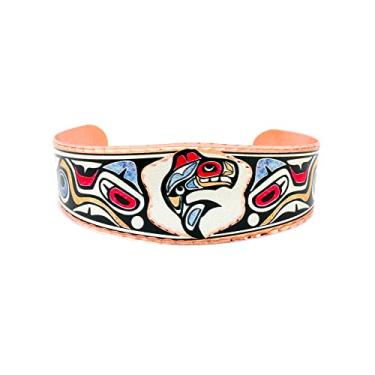 Imagem de Pulseiras totem de joias nativas do Alasca da Aurora Boreal / Joias HaidaTotem da Costa Oeste/Corva/Borboleta/Beija-flor/Ursos/Sol/Baleias/Alce/Alce/Águias/Lobo, Cobre, Sem Pedra Preciosa