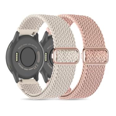 Imagem de Folavii Pulseiras de relógio de nylon trançado de 18 mm compatíveis com Garmin Venu 2S/Venu 3S/Vivoactive 4S/Vivomove 3S/Forerunner 255S, pulseira de tecido elástico macio de liberação rápida Solo