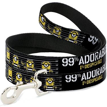 Imagem de Buckle-Down Coleira para animais de estimação - DM3 Jail Break linha Minions 99% ADORÁVEL 1% DESPICÁVEL Preto/Branco/Amarelo - 1,2 m de comprimento - 3,8 cm de largura