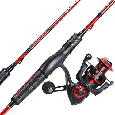 Imagem de One Bass Combo de Vara de Pesca E Carretel, Im7 Graphite 2 Peças Blank Baitcasting Combo, Vara Giratória com Cabo de Superpolímero - Combo Giratório de 6' com Carretel 1000 - Vermelho