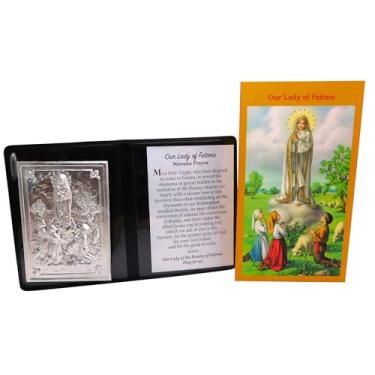 Imagem de Westmon Works Conjunto de cartão sagrado de Nossa Senhora de Fátima e pasta de oração com imagem de Maria em metal italiano em relevo