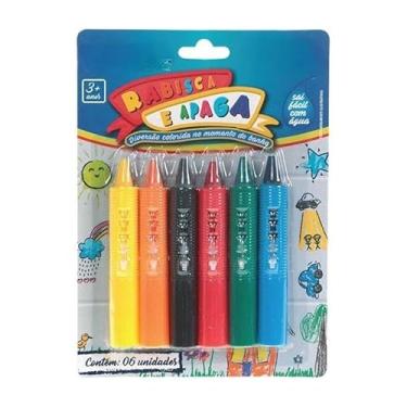 Imagem de Genérico Giz Rabisca e Apaga Com 6 Unidades Multicolorido