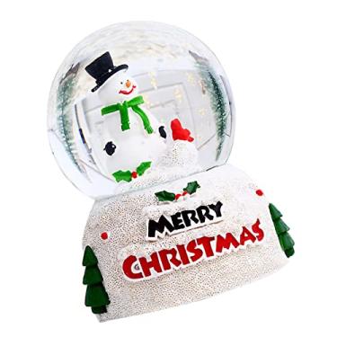 Imagem de Ornamento Decorativo de Bola de Cristal Brilhante de Natal para Mesa - Bola de Vidro Luminosa para Presente de Véspera de Natal (Boneco de neve grande)
