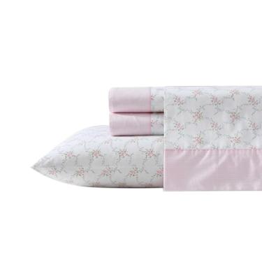 Imagem de Laura Ashley - Conjunto de lençóis, roupa de cama de algodão percal respirável, 200 fios, bolso profundo, decoração de casa chique (Lynda Pink, Queen)