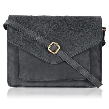 Imagem de Bolsa tiracolo feminina de couro com alça ajustável e fecho de pressão, E. preto caçador, Medium, Chris
