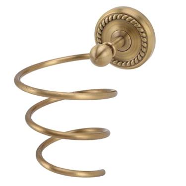 Imagem de Secador de Cabelo do Banheiro, Prateleira de Cobre Rack Suporte Parede Espiral Armazenamento Banheira Bandejas Acessórios Ferramentas Montagem Bronze para