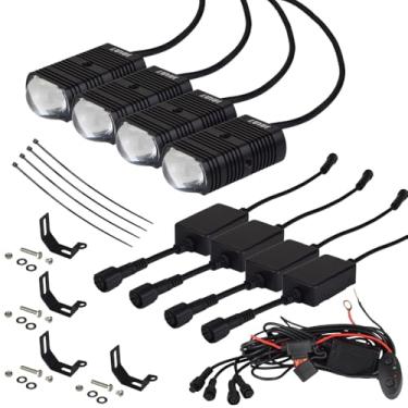Imagem de JALN7 Módulos de luz LED holofotes off-road MOTO 80W lâmpada flash de farol com interruptor de arnês de 2,5 m para motocicleta, caminhão, carro, SUV, ATV 16000LM 24V 12V (branco + branco, 4 peças)