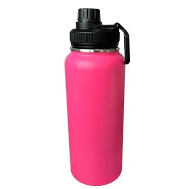 Imagem de Garrafa Térmica de Água 1 Litro Com Alça e Sistema Antivazamento Em Aço Inoxidável Garrafinha Térmica de Água 1L em Inox Barganha Mix (Rosa Pink)