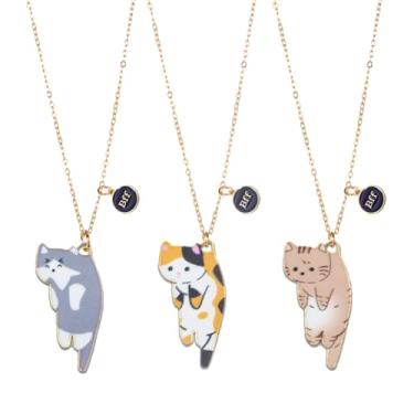 Imagem de Colar de amizade com pingente de gato fofo, 3 peças, para mulheres, homens, melhores amigos, presente, Zinco, Sem Pedra Preciosa