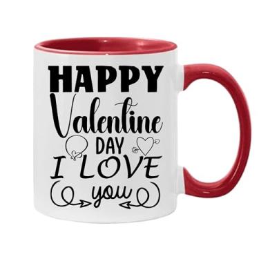 Imagem de SpreadPassion Caneca de café Happy Valentine Day I Love You, presente para namorado e namorada, ideia de presente de dia dos namorados, presente para marido e esposa, ideia de presente de aniversário