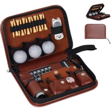 Imagem de Maixy Conjunto de acessórios de golfe com bolas de golfe, telêmetro, camisetas de golfe, escova, faca de divoto multifuncional, marcador, braçadeira de bola de golfe, presentes de golfe para homens e