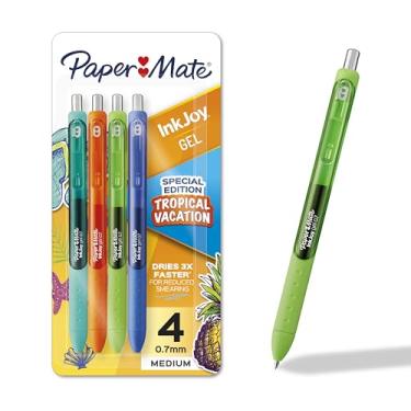 Imagem de Paper Mate Canetas de gel InkJoy Tropical Vacation cores médias (0,7 mm) ponta retrátil 4 unidades