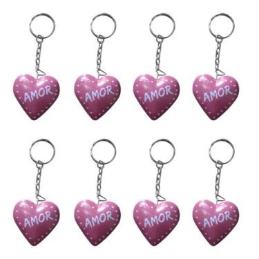 Imagem de 100 Unidades De Chaveiro Coração Rosa Amor Molho De Chave - Russo Art
