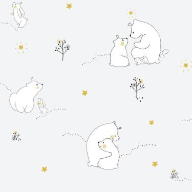 Imagem de Papel De Parede Fofura Baby Ursinhos Com Fundo Cinza Ff4002