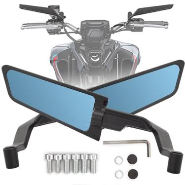 Imagem de XINGWU Espelhos de motocicleta grande furtivo espelho retrovisor ajustável antirreflexo espelho lateral de asa de vento para espelhos de bicicleta de rua Z650 Z900 Z1000 Duke 390 790 1290 MT07 MT09