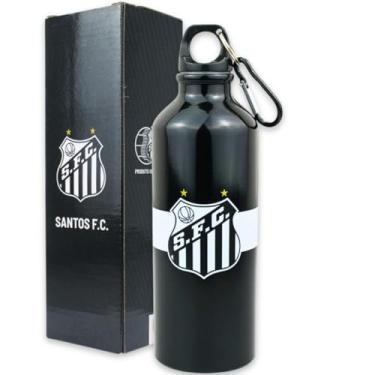 Imagem de Garrafa Garrafinha Squeeze Aluminio 500ml Academia Viagem Passeio Santos Oficial