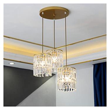 Imagem de Lustres Pingente Moderno Lustre de Cristal Dourado Compatível com Sala de Estar Redonda Sala de Jantar Quarto Cabeceira Luxo Cozinha Lustres Led (Cor: Branco Quente)