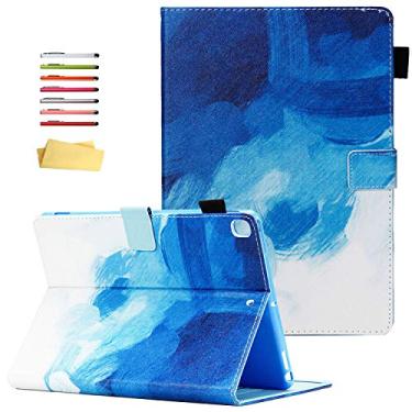 Imagem de Capa UUcover para Apple iPad 10,2 polegadas 7ª geração 2019 com bolsos para cartão Stylus Pencil, suporte inteligente de couro PU com flip magnético [hibernar/despertar automático] capa traseira de TPU macio, 05# Blue Marble