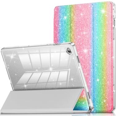 Imagem de INFILAND Capa para Galaxy Tab A9 Plus 5G, capa de couro com glitter com parte traseira transparente brilhante para Samsung Galaxy Tab A9 Plus modelo 2023 de 11 polegadas (SM-X210/X216/X218)