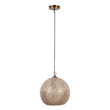 Imagem de Bloomingville Luminária pendente de mosaico de vidro, cabo de 1,8 m, acabamento dourado antigo e branco