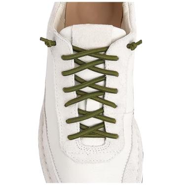 Imagem de VEILLEONG 2 pares de cadarços elásticos sem amarração para tênis, tamanho único para crianças e adultos, 2 pares, verde militar