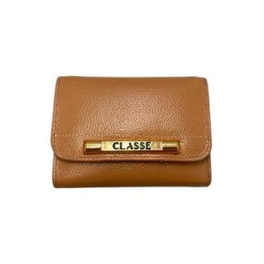 Imagem de Carteira Classe Couro Legítimo Natural Feminina Porta Cartão F256 - Marrom Tan-Feminino