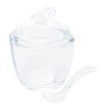 Imagem de Açucareiro de Vidro com Colher Butterfly 8,5cm x 8,5cm x 11cm - Wolff 