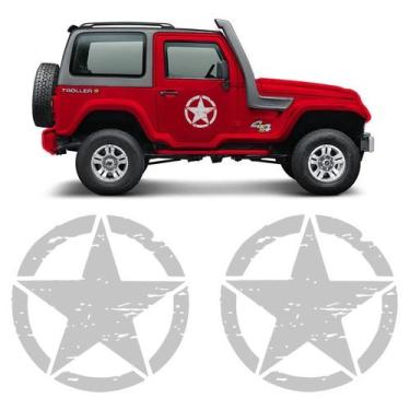 Imagem de Adesivos Troller T4 Estrela Militar Corroído Emblema Prata - SPORTINOX