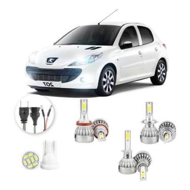 Imagem de Lampadas Led Peugeot 207 2006 A 2014 H11 H1 H7 20000lm - V10, Branco