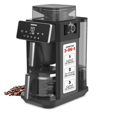 Imagem de Gourmia Cafeteira para moer e preparar 10 xícaras – Moedor de rebarba embutido, 3 pontos fortes, display digital programável, pausar e servir, manter aquecido, desligamento automático, preto