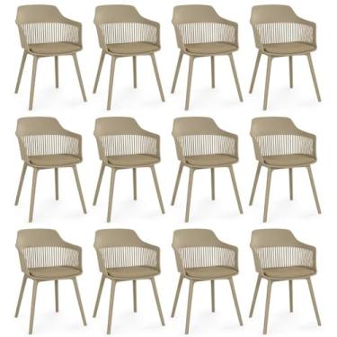 Imagem de Kit 12 Cadeiras de Jantar Estofada Marcela - Nude Escuro