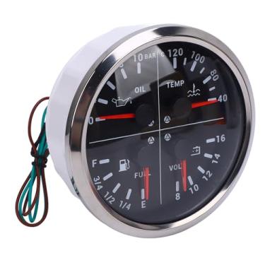 Imagem de 4 Polegada 1 Nível de Combustível Beda de óleo Pressão de água Temp Gentileza Voltímetro 4 3/8in E 1/4 1/2 3/4 F 0 a 10 Bar 40 a 120 ℃ 8 a 16V para Caminhão de (Moldão de prata