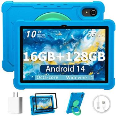 Imagem de Tablet HUIHUANG 10 polegadas Android 14 16 GB RAM 128 GB ROM azul