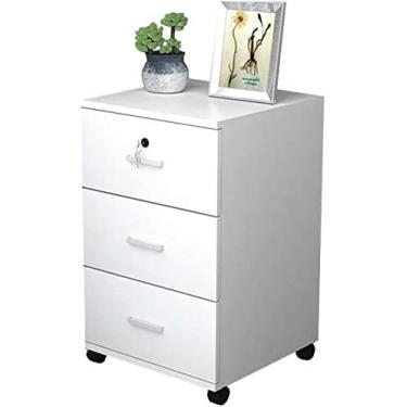 Imagem de Mesa de cabeceira simples para quarto, escritório, escritório, arquivos, armários, móveis, móveis montados, mesa de cabeceira com 3 gavetas (cor: branco) (branco) (branco) (branco) (branco) (branco)