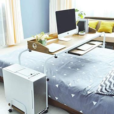 Imagem de Mesa de cama, mesa móvel para cama de 119 cm, mesa de enfermagem, mesa de computador para comer na cama com comprimento e altura ajustáveis