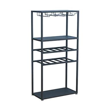 Imagem de P9IDEDFH Rack de vinho de mesa para vinho rack de armazenamento de metal para chão pequeno suporte de exibição de armário de vinho suporte de garrafa de vinho