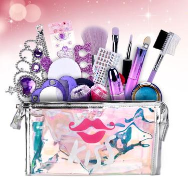 Imagem de Kit de maquiagem Ainek Kids para meninas de 8 a 12 anos com 23 peças não tóxicas
