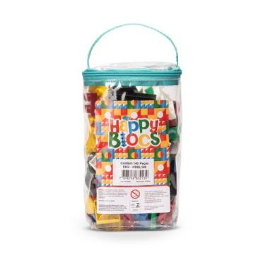 Imagem de Blocos de Montar Infantil Happy Blocs Bolsa com 140pçs Educativas