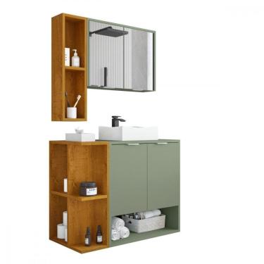 Imagem de Gabinete Espelheira Com Cuba Ibiza Pistache Naturale Bechara