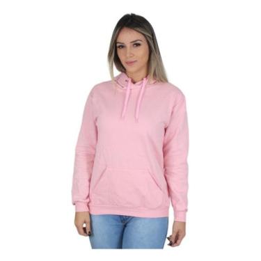 Imagem de Moletom Liso Feminino Blusa De Frio Canguru - Hs, Rosa, P