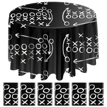 Imagem de Oudain 6 peças de toalhas de mesa com tema de futebol americano 213 cm toalha de mesa redonda descartável plástico futebol americano capas de mesa para tema de futebol americano lembrancinhas de