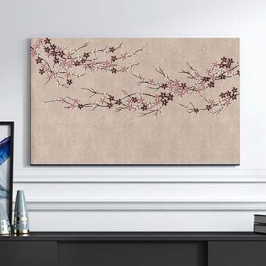 Imagem de WMLTZFUS Capa contra poeira de TV estilo pintura chinesa, protetor de tela de TV com padrão floral para decoração de sala de estar, lavável à máquina, pano-A||48 cm
