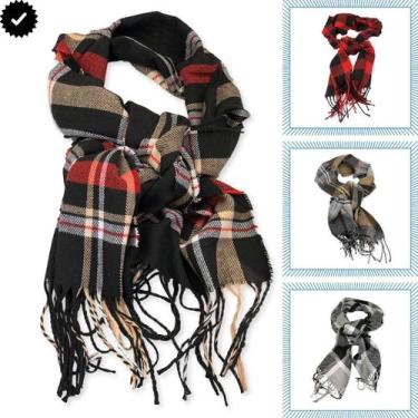 Imagem de Cachecol Clássico Design Xadrez Inverno Varias Cores - REDSTAR, Vermel