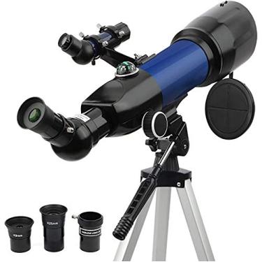 Imagem de CUTPOIY Telescópio astronômico, telescópio refrator portátil de 70 mm para iniciantes e crianças, telescópio refratário profissional, com tripé ajustável, mochila