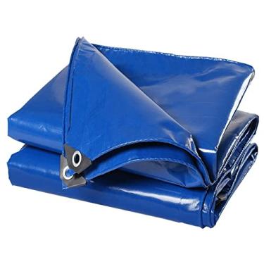 Imagem de Lona azul impermeável 2 m x 2 m, 3 m x 3 m, 4 m x 4 m folha de lona de caminhão PVC resistente folha de cobertura de caravana para móveis ao ar livre tenda de lona de acampamento (tamanho: 1x6m)