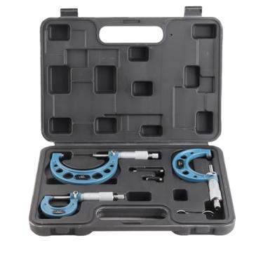 Imagem de Micômetro de Parafuso, 0-3in Externo do Kit de Kit de Micrômetro Aço, Alça de Catraca Com Chave Inglesa para Acesso Rápido